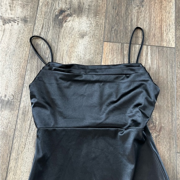 Windsor Junior Women’s Black Satin Mini Dress Draped Sweetheart Cocktail Size L - Picture 6 of 13